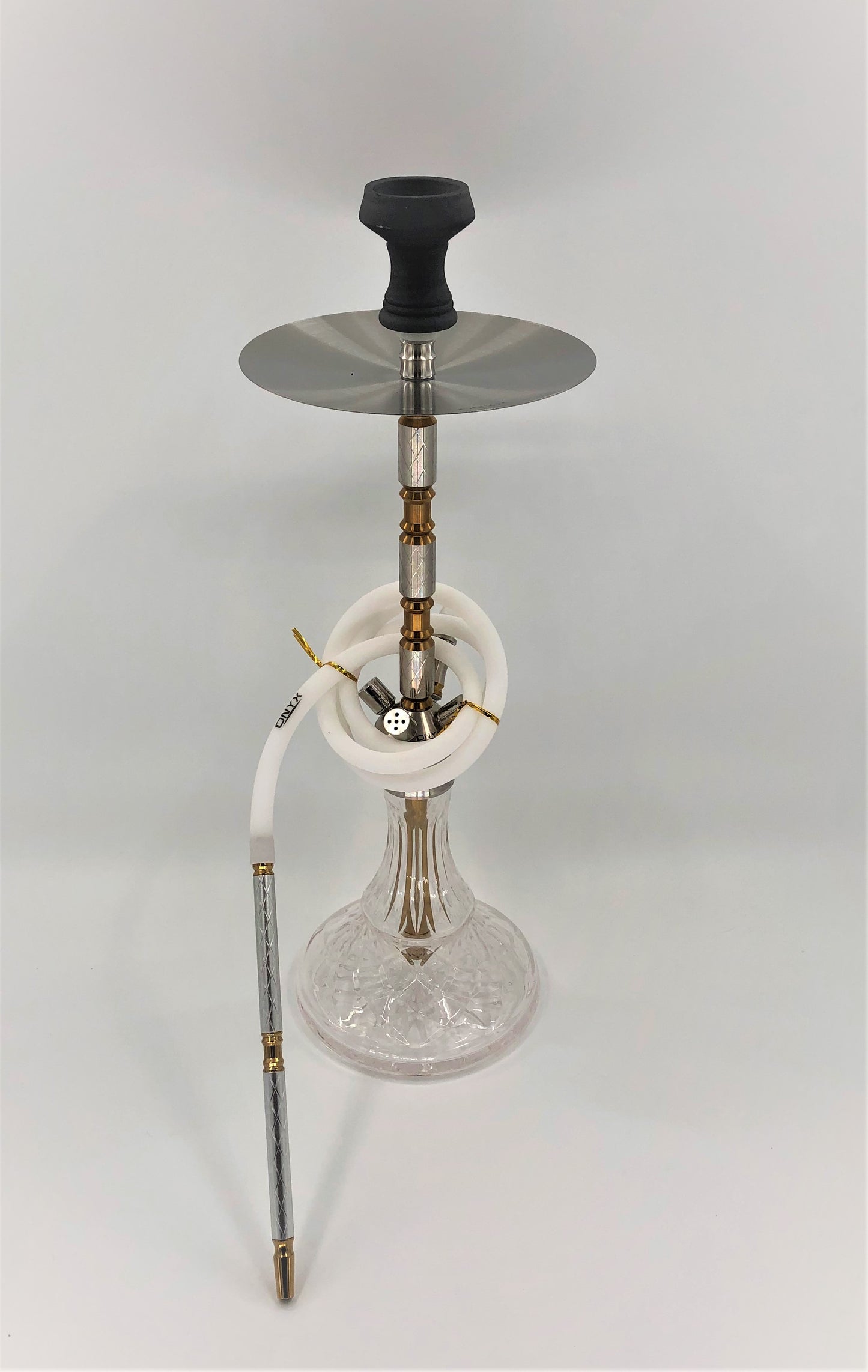 Onyx Hookah - Cartier Silver & Gold